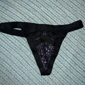 Black Sequin Thong
